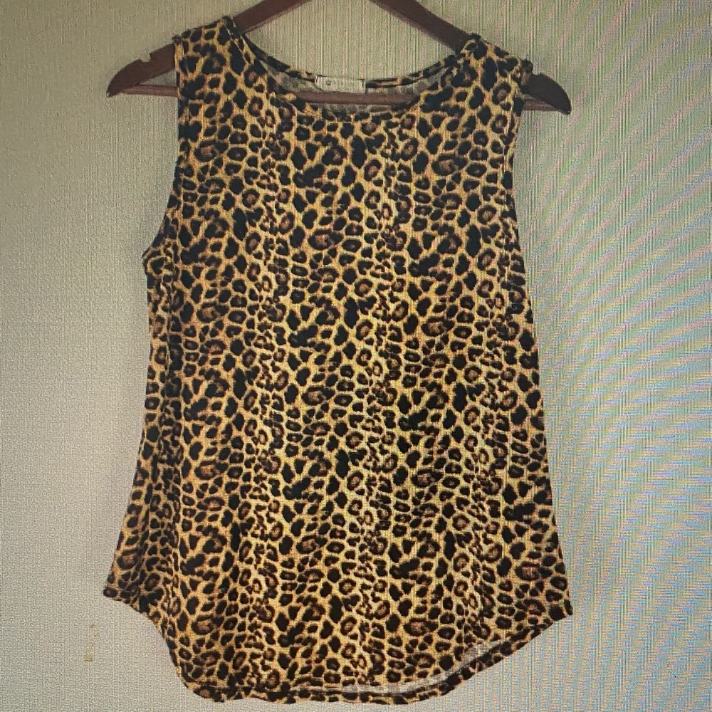 Sleeveless Leopard Print Women's Top - Brown/Black